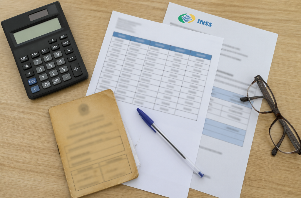 Carnê do INSS e papéis usados no cálculo da aposentadoria por incapacidade permanente