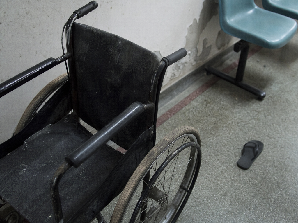 Cadeira de rodas de quem busca a aposentadoria da pessoa com deficiência na fila do INSS